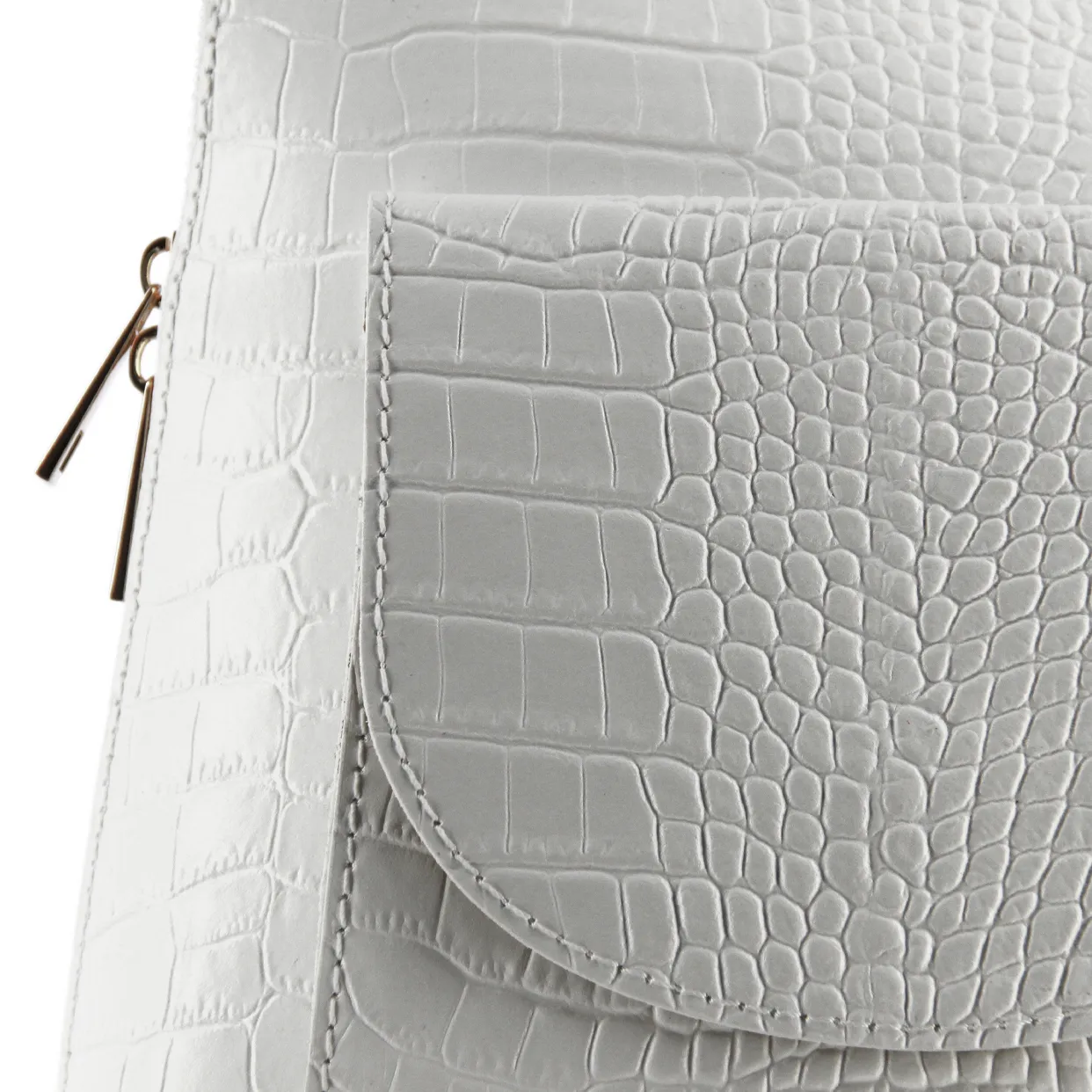 Embossed Leather Backpack -White