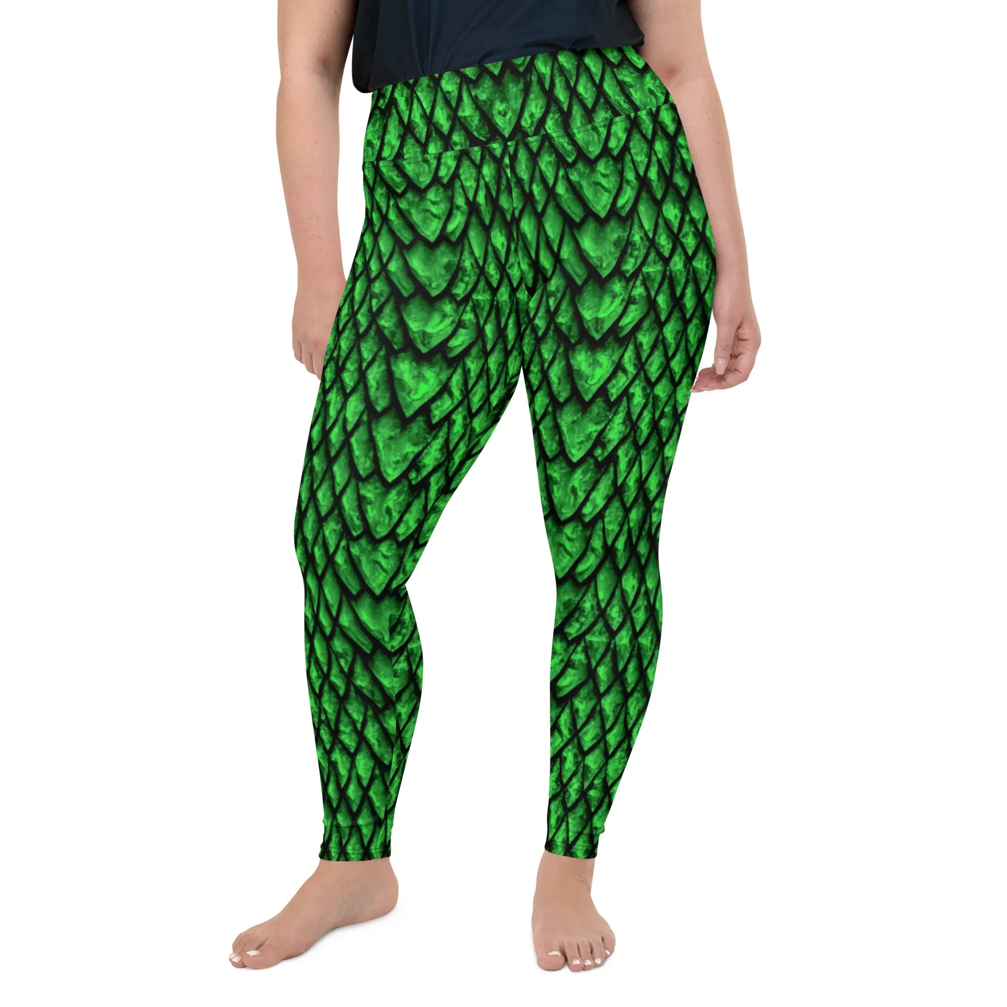 Emerald Dragon Scale Plus Size Leggings