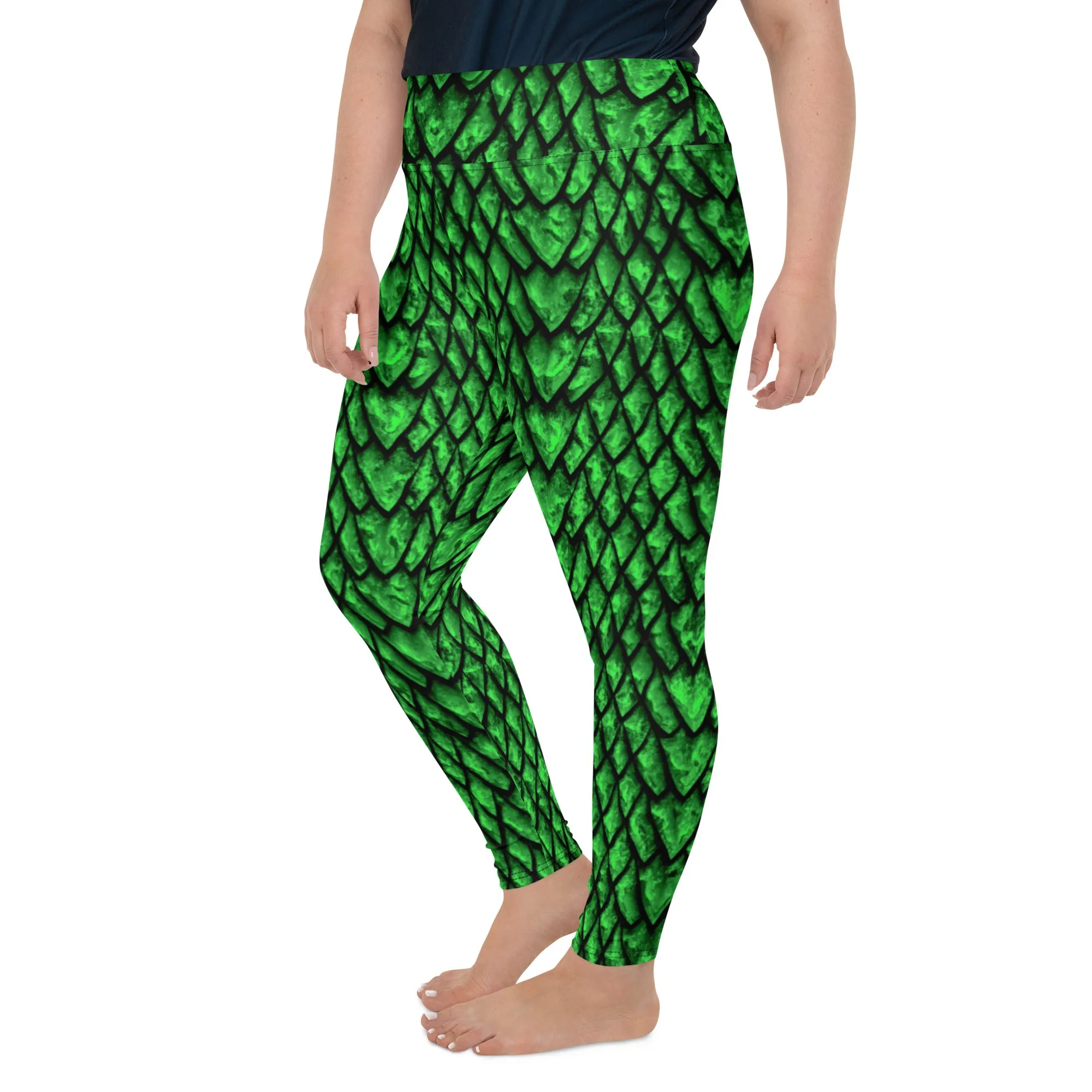 Emerald Dragon Scale Plus Size Leggings