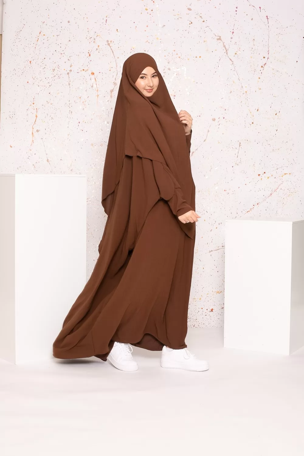 Ensemble abaya khimar jazz choco