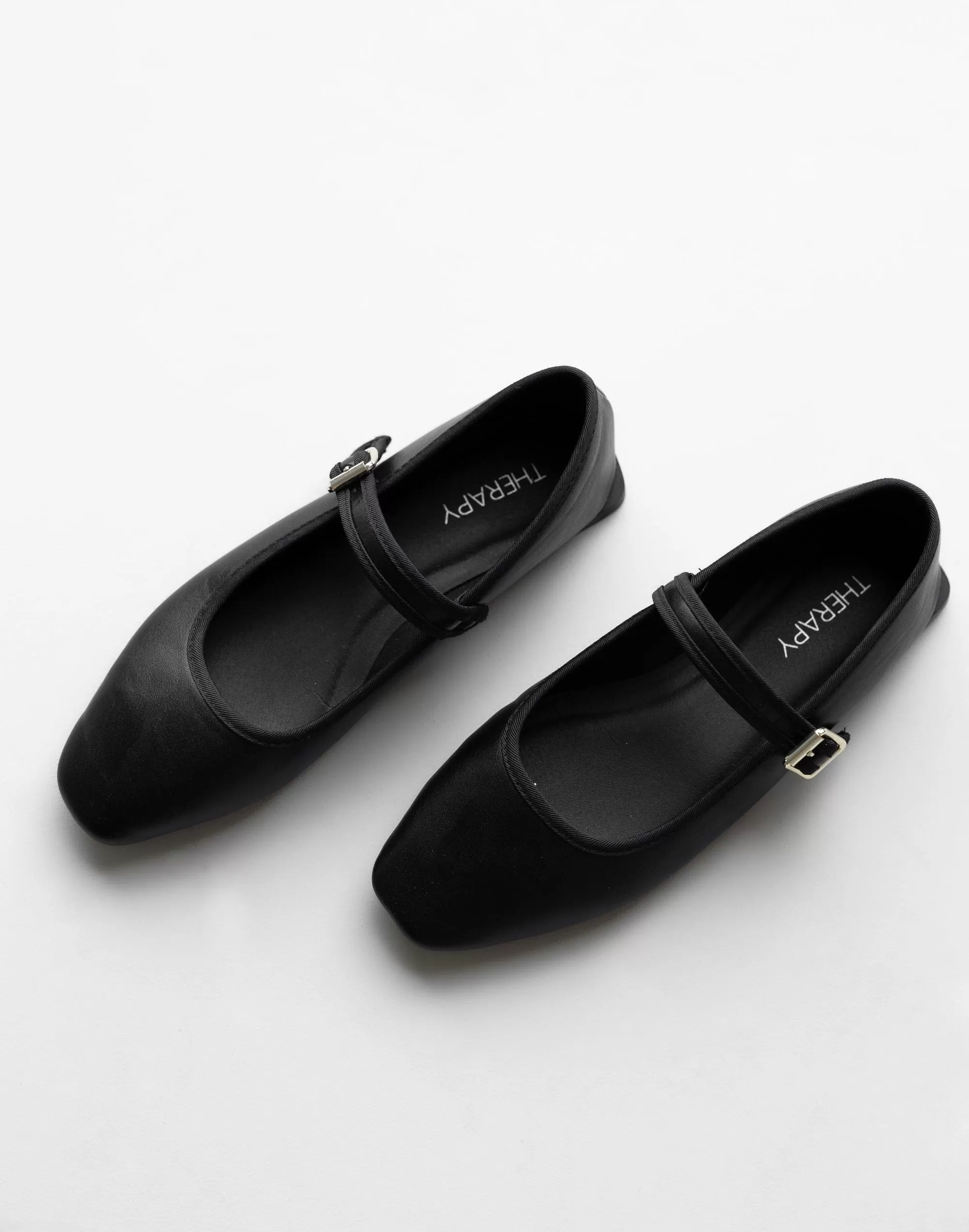 Faze Ballet Flat (Black Smooth PU) - By Therapy