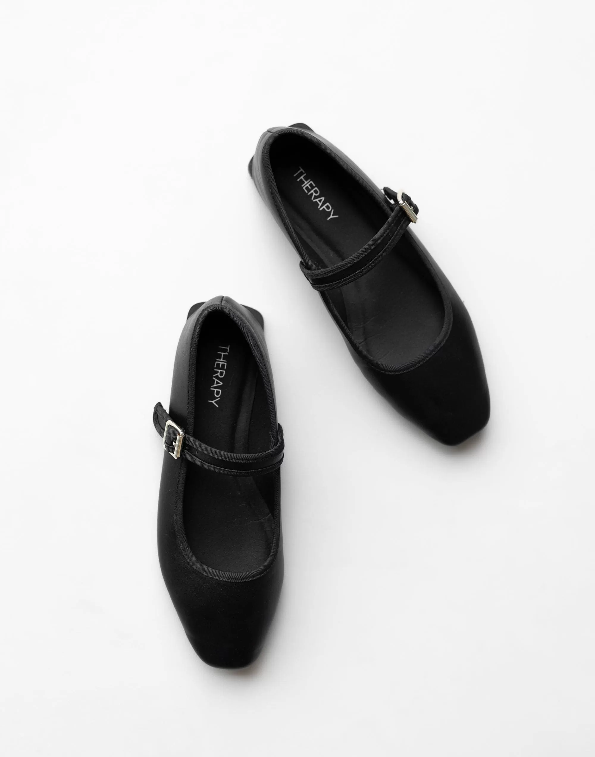 Faze Ballet Flat (Black Smooth PU) - By Therapy