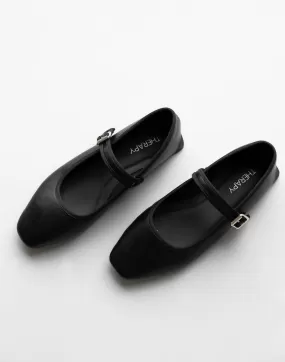 Faze Ballet Flat (Black Smooth PU) - By Therapy