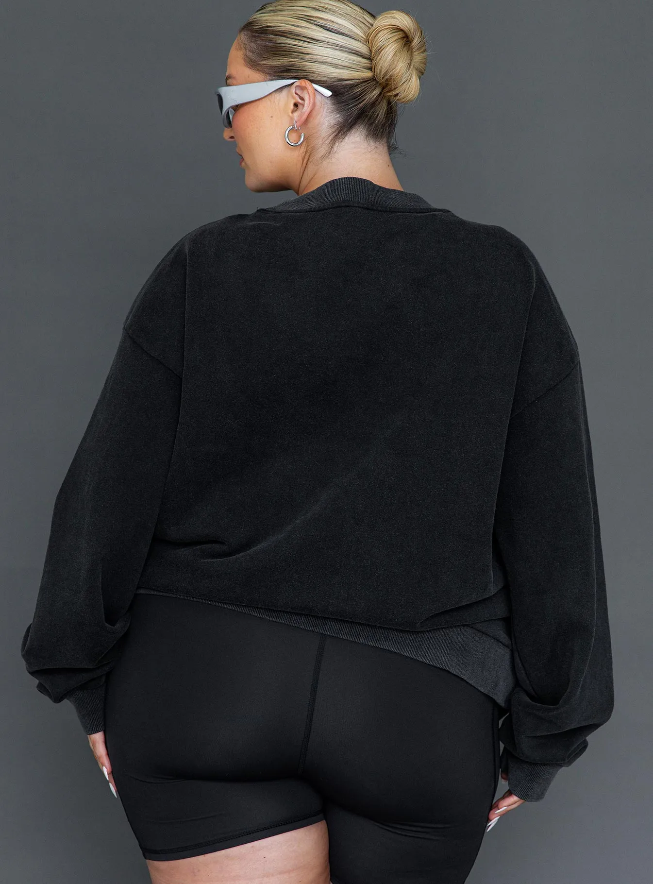 Fearlessness Activewear Crew Neck Sweatshirt Black Curve