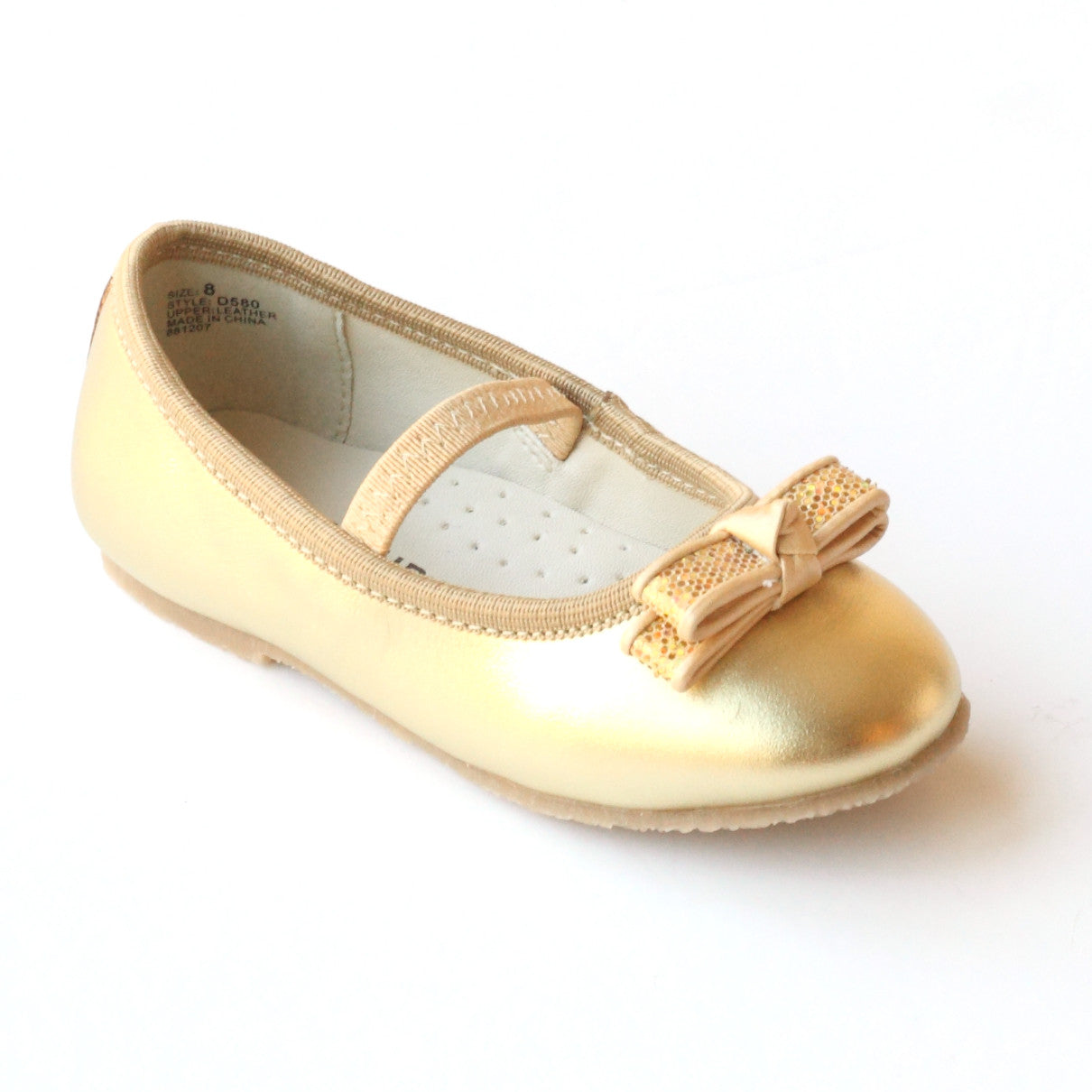 FINAL SALE - L'Amour Girls D580 Gold Dual Bow Ballet Flats