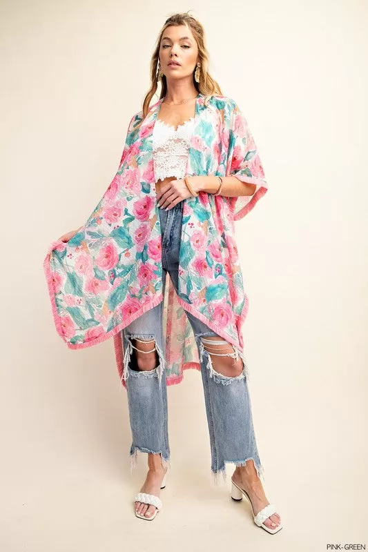 Floral & Fringe Kimono