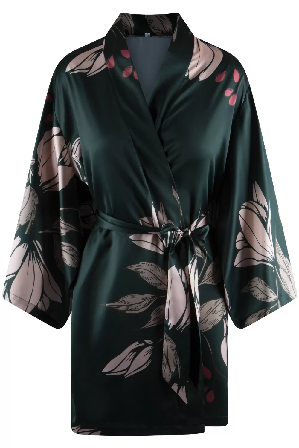 Floral Print Short Satin Kimono