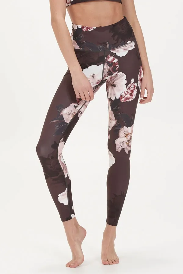 France Black Floral High Waisted Activewear Leggings