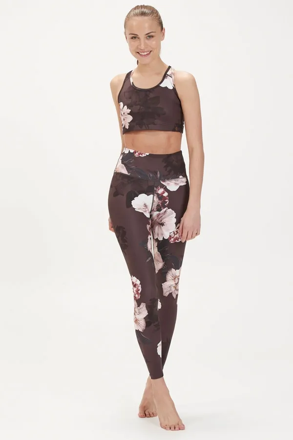 France Black Floral High Waisted Activewear Leggings