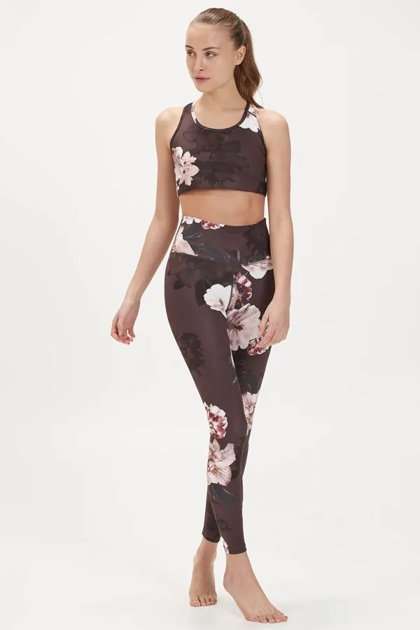 France Black Floral High Waisted Activewear Leggings