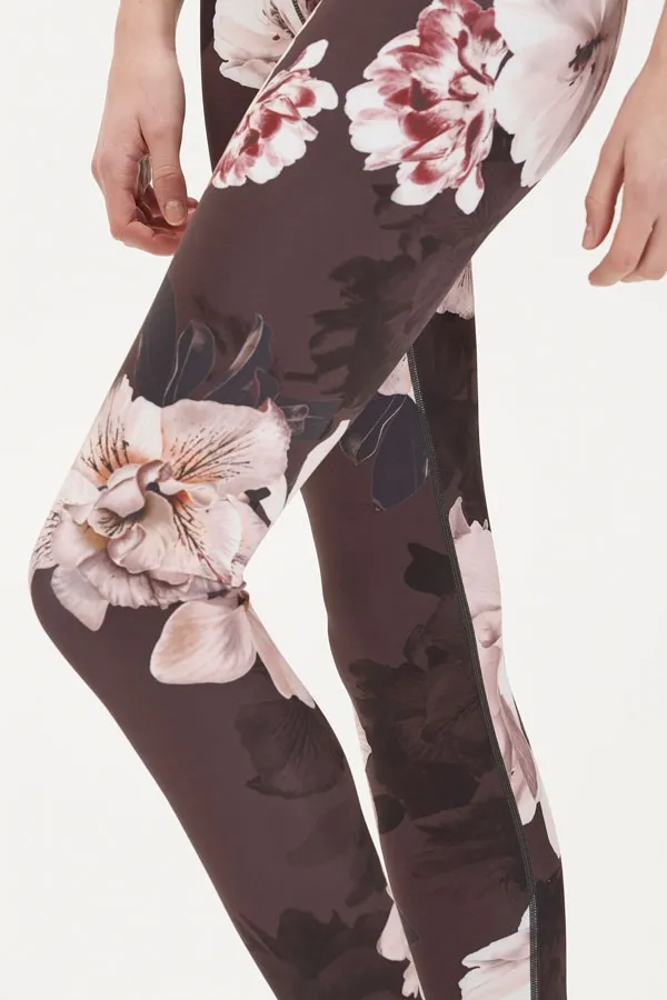 France Black Floral High Waisted Activewear Leggings