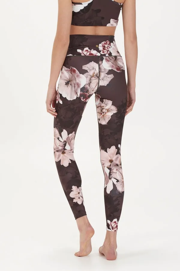 France Black Floral High Waisted Activewear Leggings