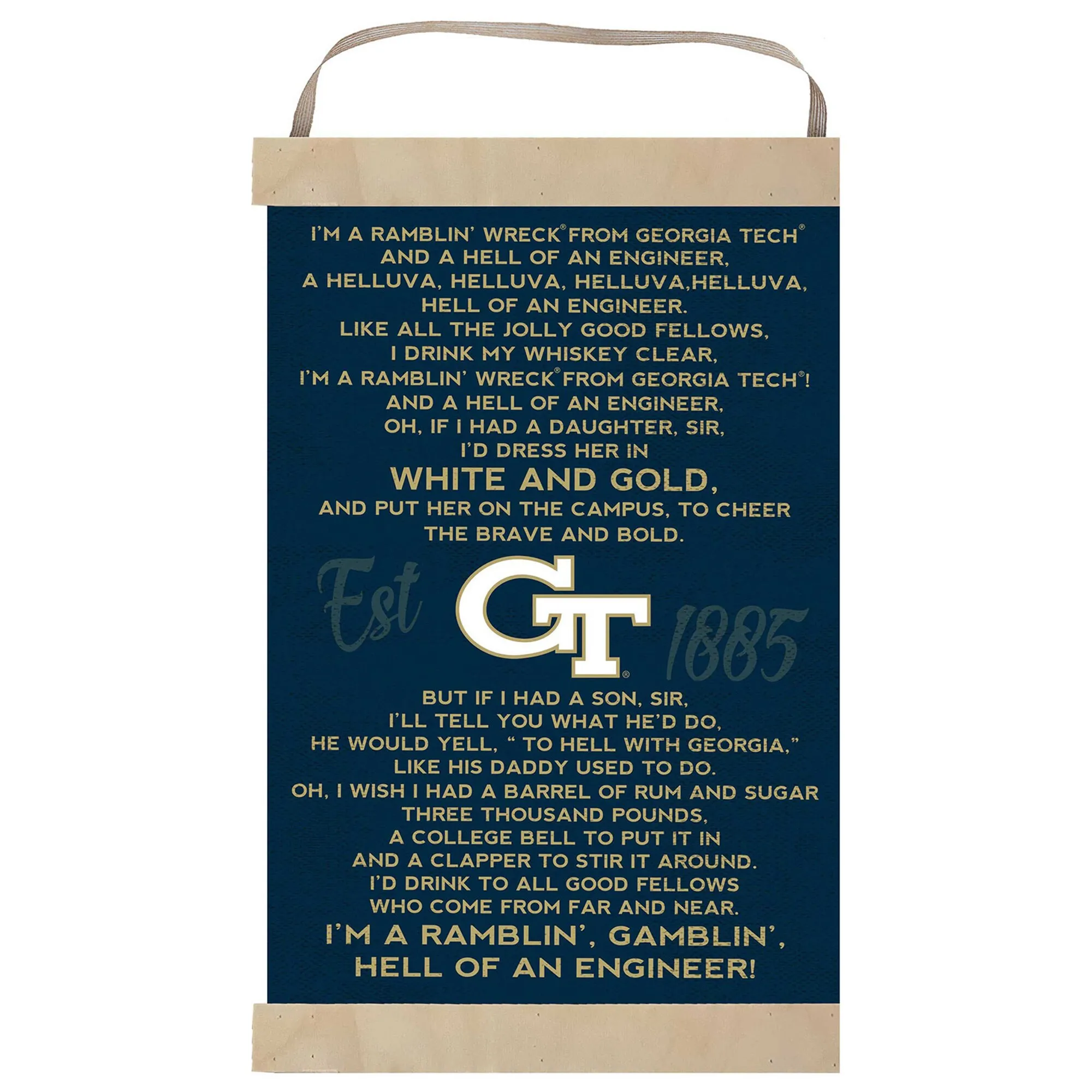 Georgia Tech Yellow Jackets Fight Song Banner Sign