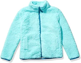 Girls Sherpa Fleece Aqua Blue Jacket - The Puffer Jackets