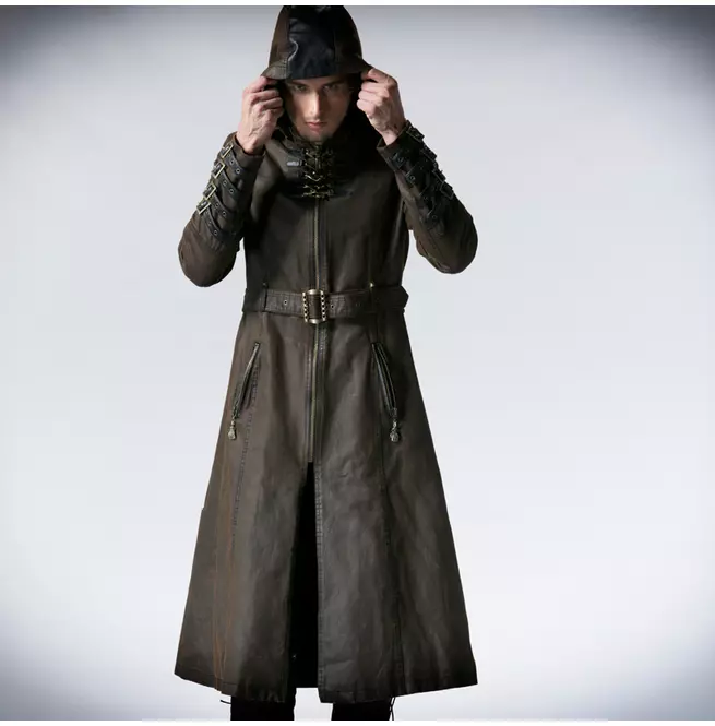 Gothic Military Er Punk Rock Trench Coats With Standing Collar