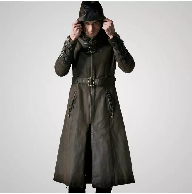 Gothic Military Er Punk Rock Trench Coats With Standing Collar