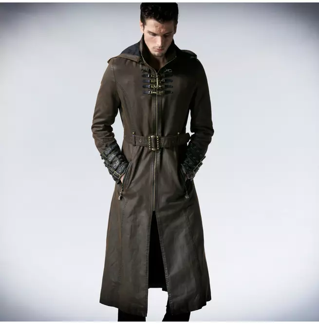 Gothic Military Er Punk Rock Trench Coats With Standing Collar