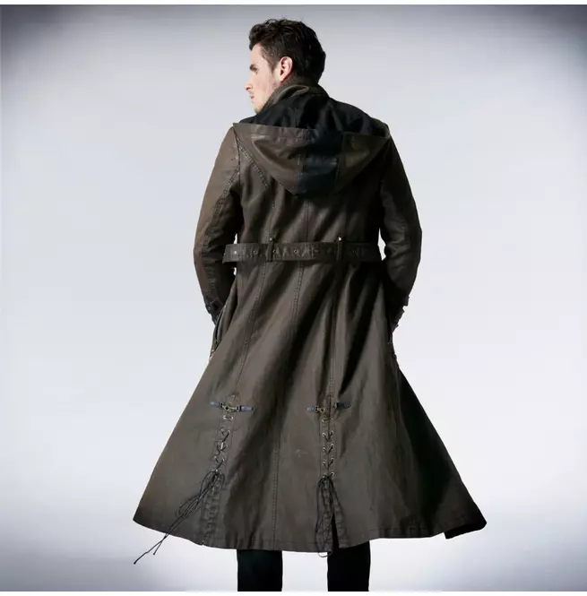 Gothic Military Er Punk Rock Trench Coats With Standing Collar