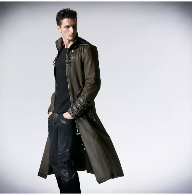 Gothic Military Er Punk Rock Trench Coats With Standing Collar