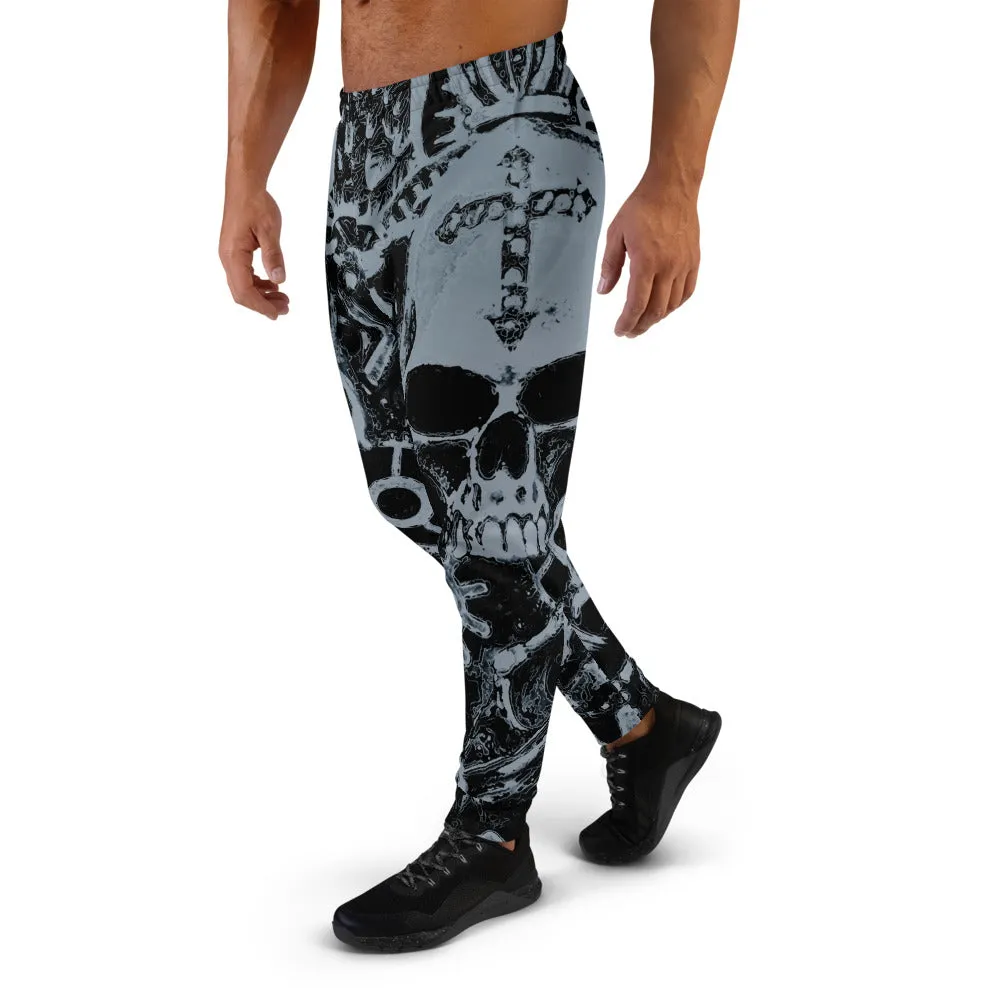 Grey Steampunk Skull Slim Fit Men's Joggers