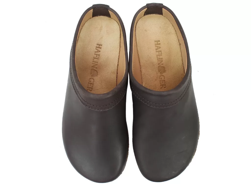 Haflinger Leather Clogs Malmo Brown 708