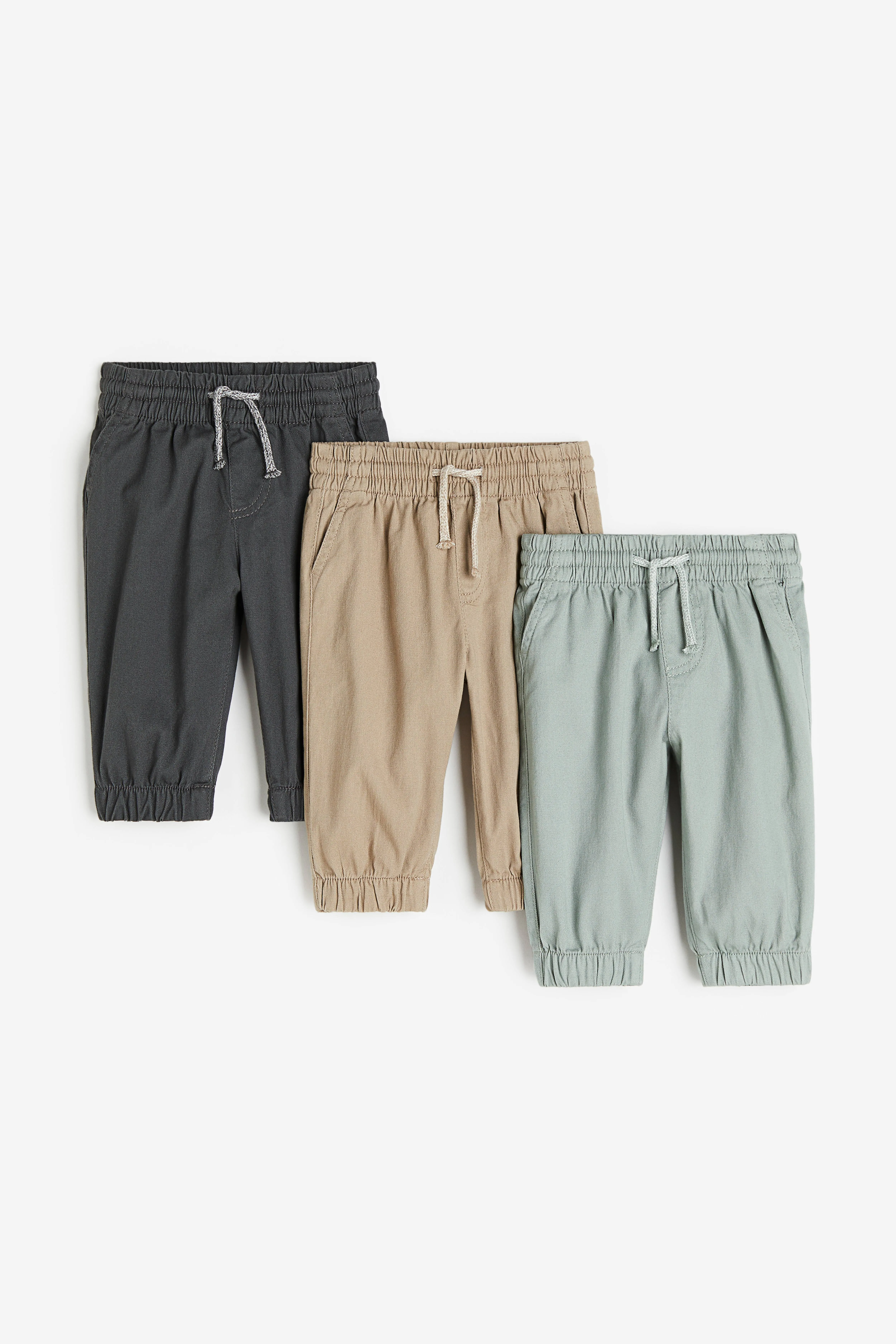 H&M 3-pack Cotton Twill Joggers