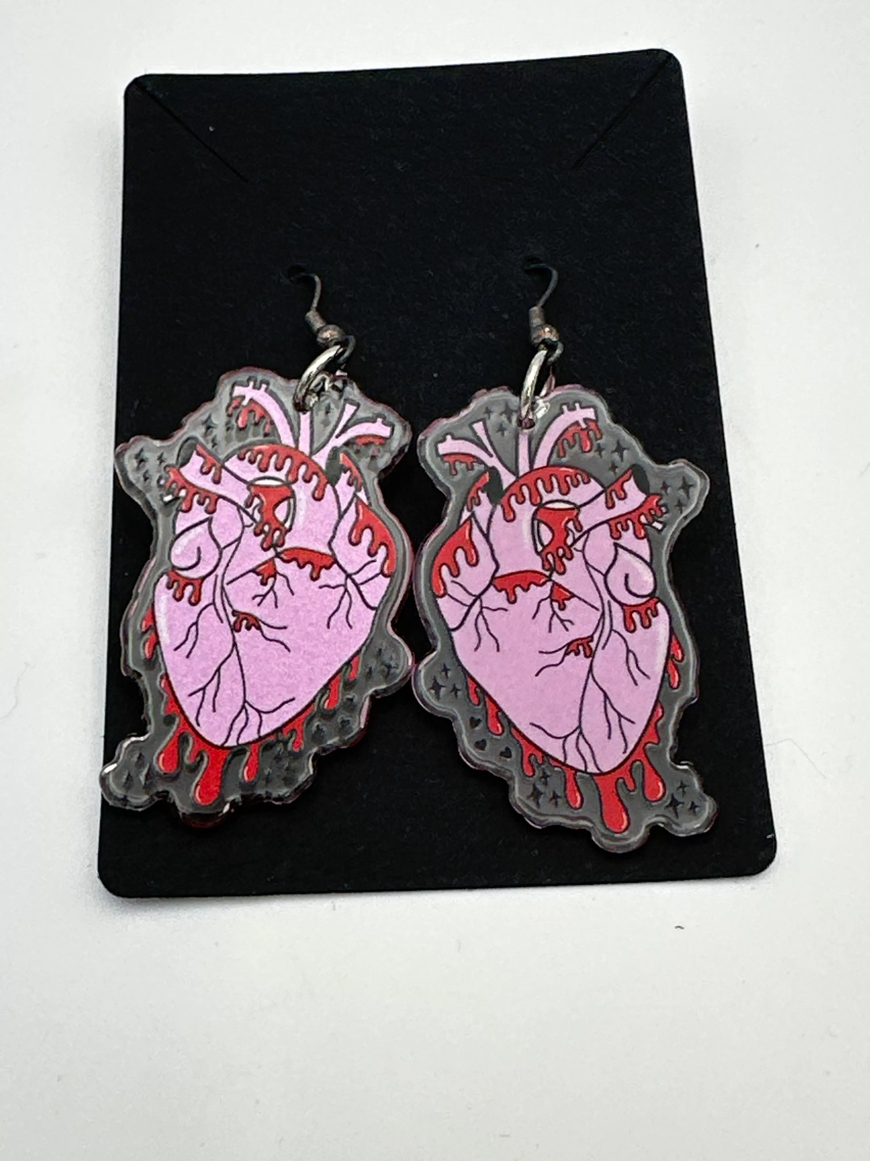 Heart earrings, clear acrylic double sided