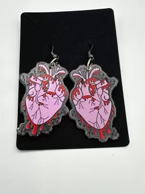 Heart earrings, clear acrylic double sided