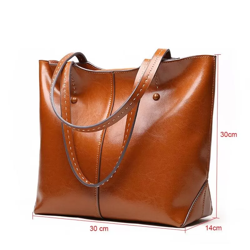 High Quality Leather Shoulder Bag Big Capacity Ladies Soft Luxury Purse