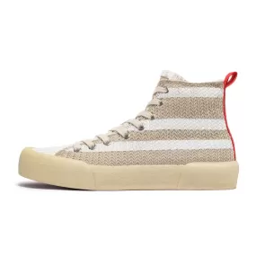 High Top Woven Panel Casual Shoes Beige 