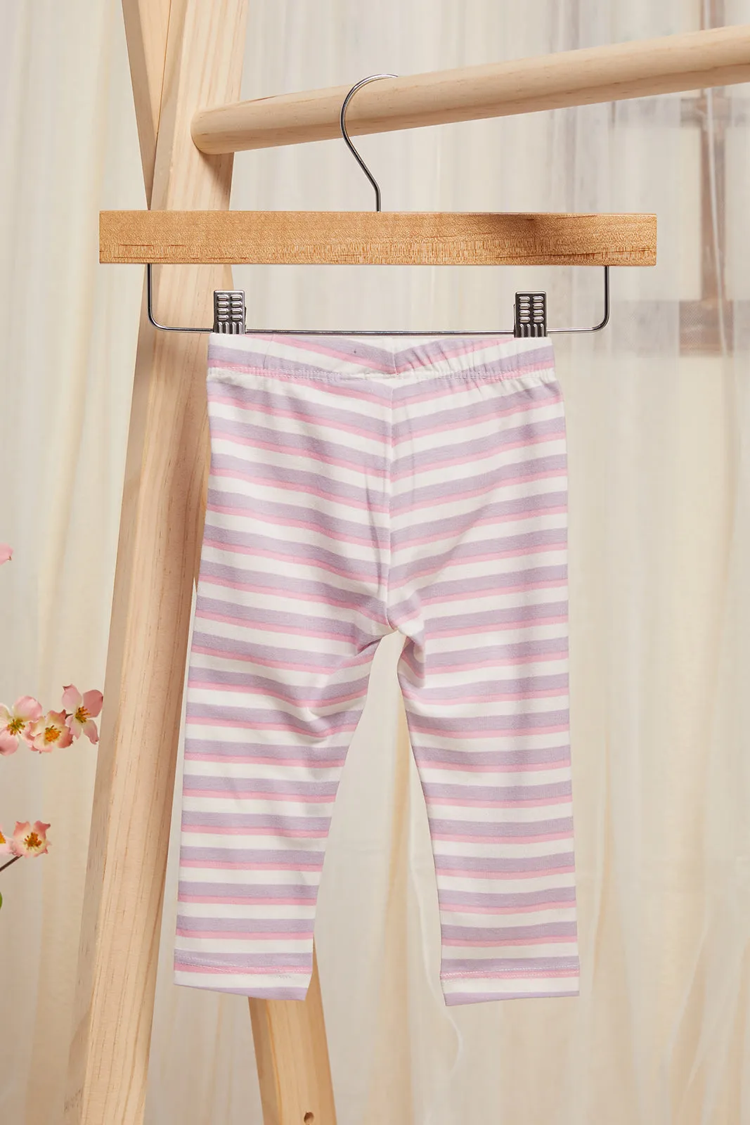 Infant Girls Pink Striped Leggings