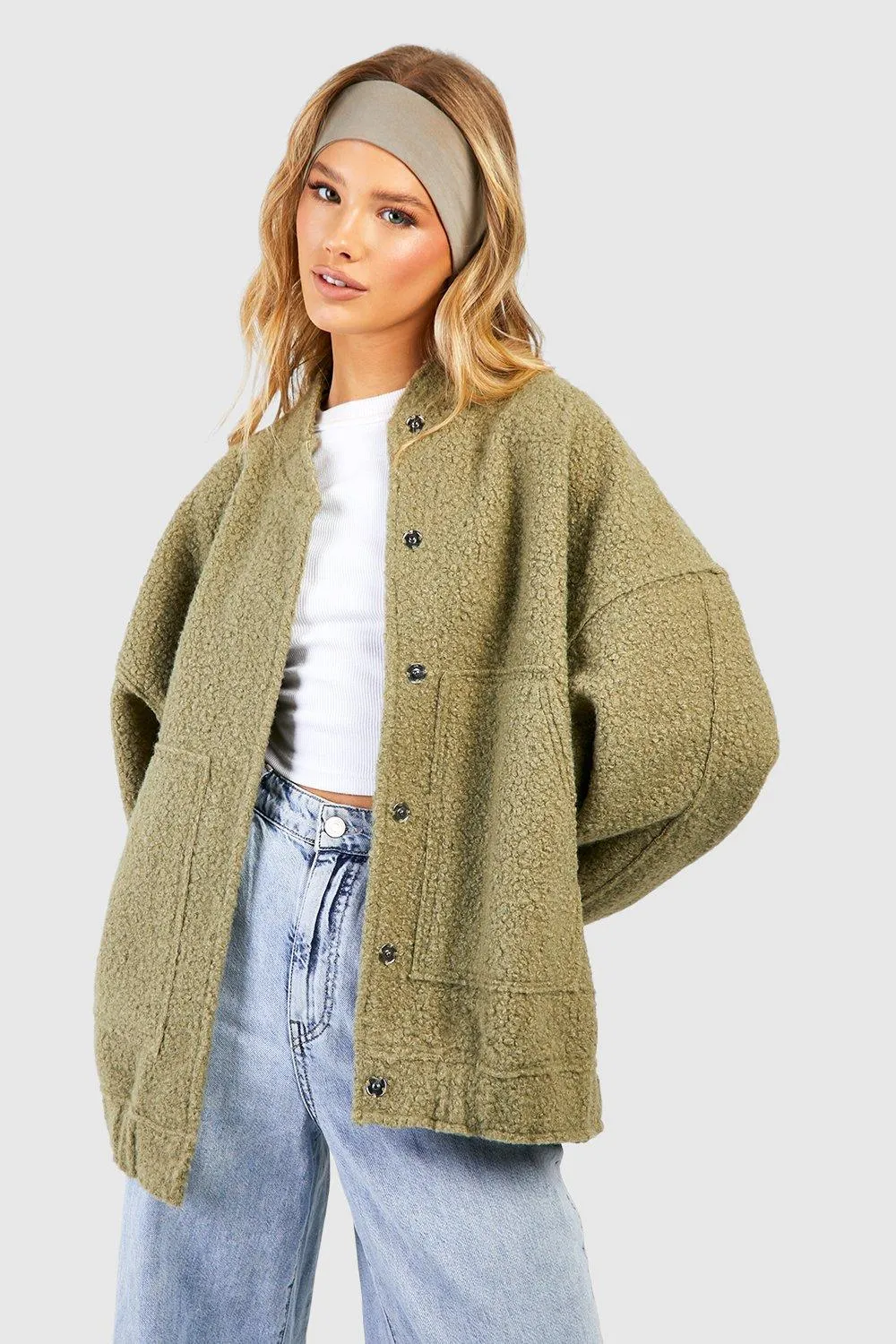 Jackets & Coats | Oversized Wool Bomber Jacket | boohoo