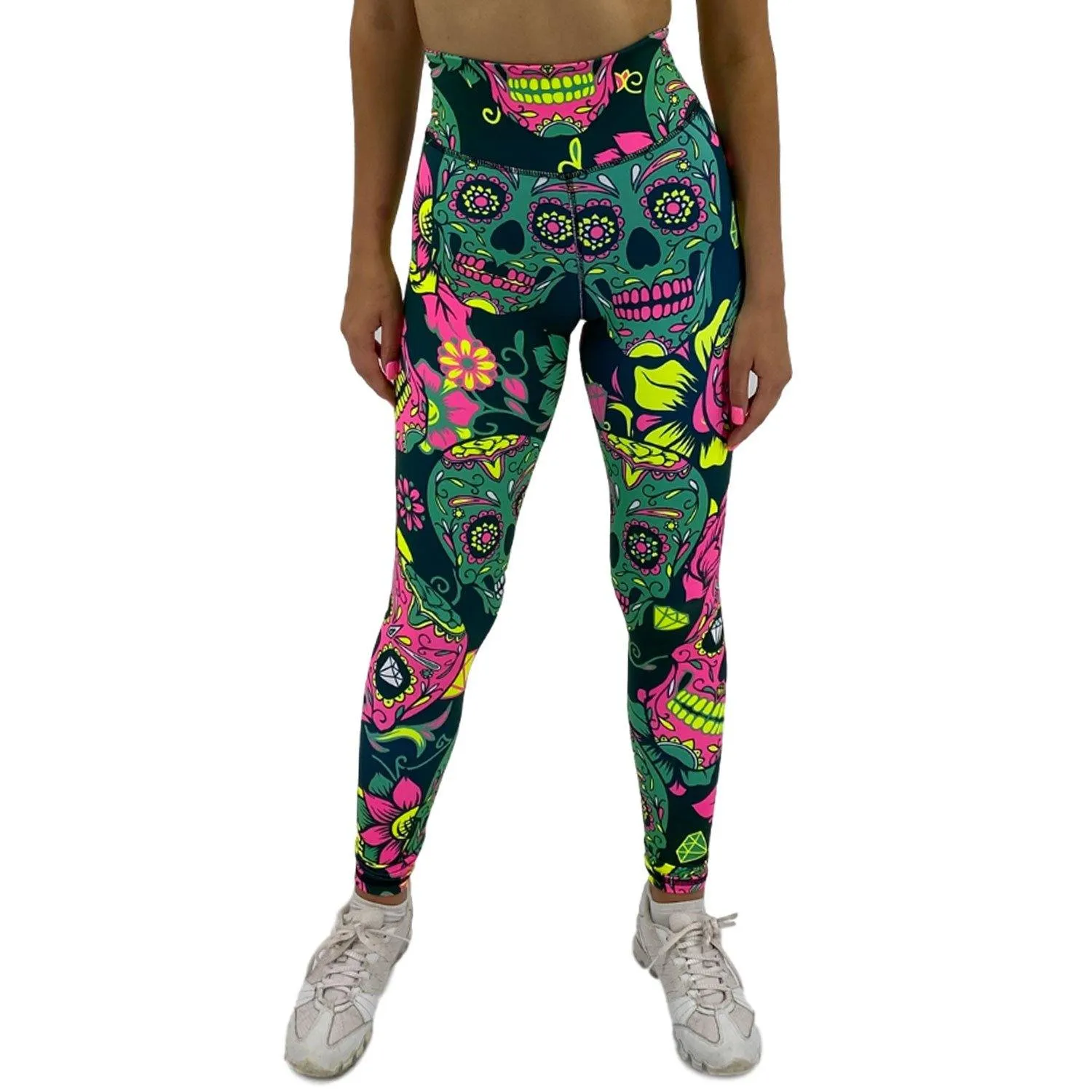 Jean Neon Teal Sugar Skull Leggings