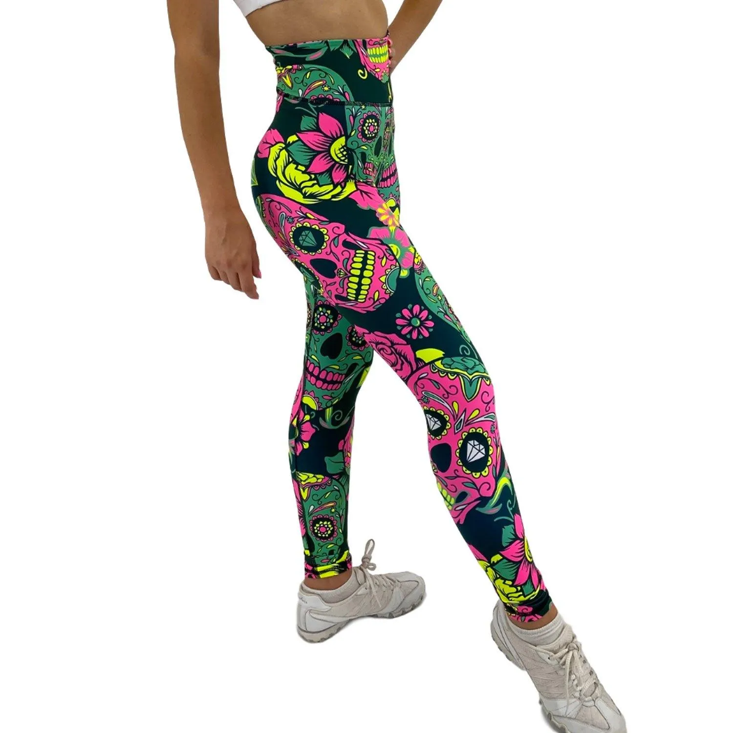 Jean Neon Teal Sugar Skull Leggings