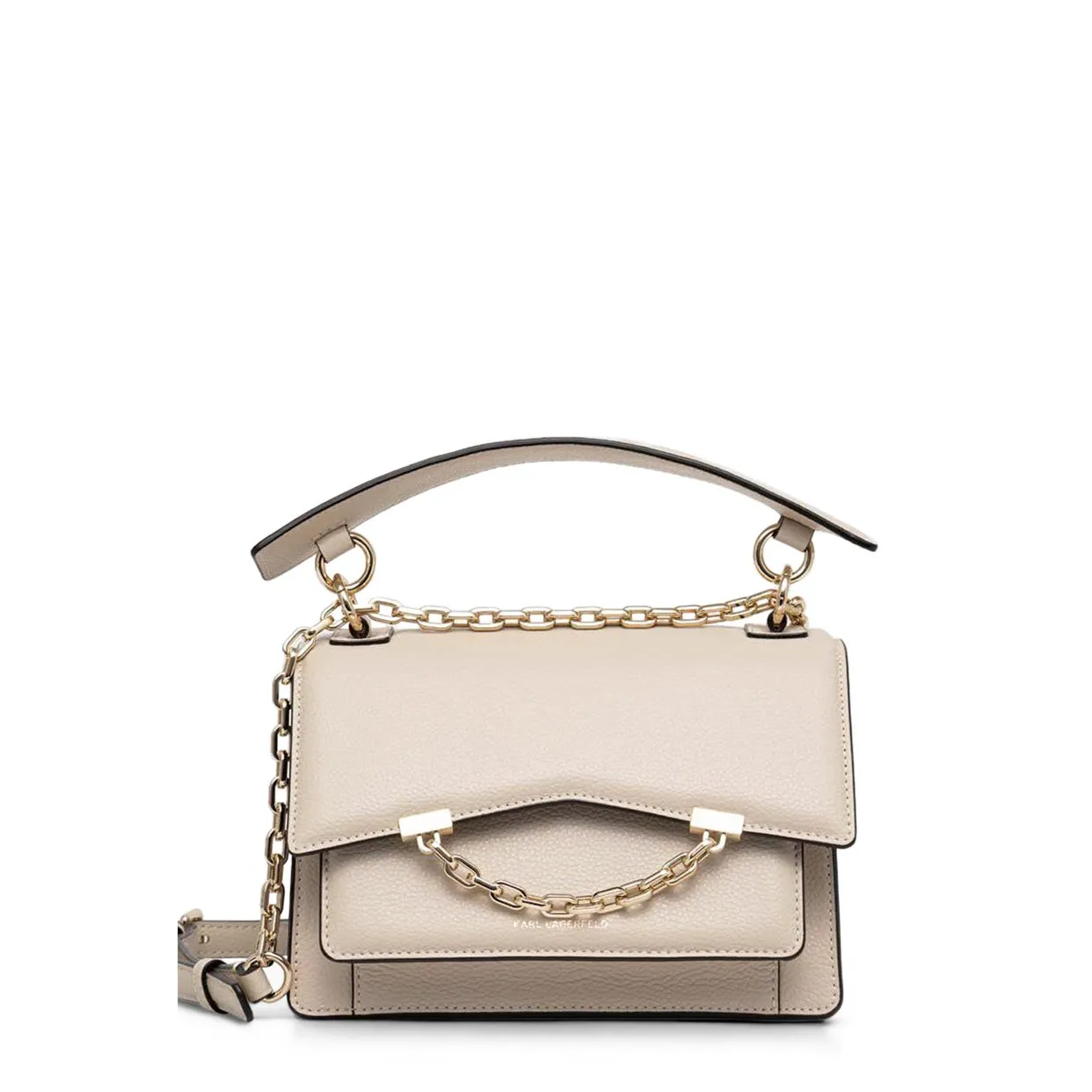 K/Karl Seven Grain Leather Shoulder Bag -Cream