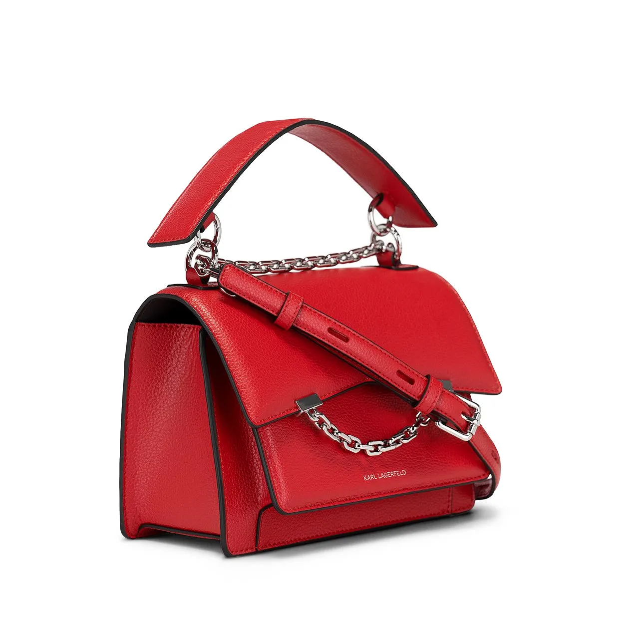 K/Karl Seven Grain Leather Shoulder Bag -Red