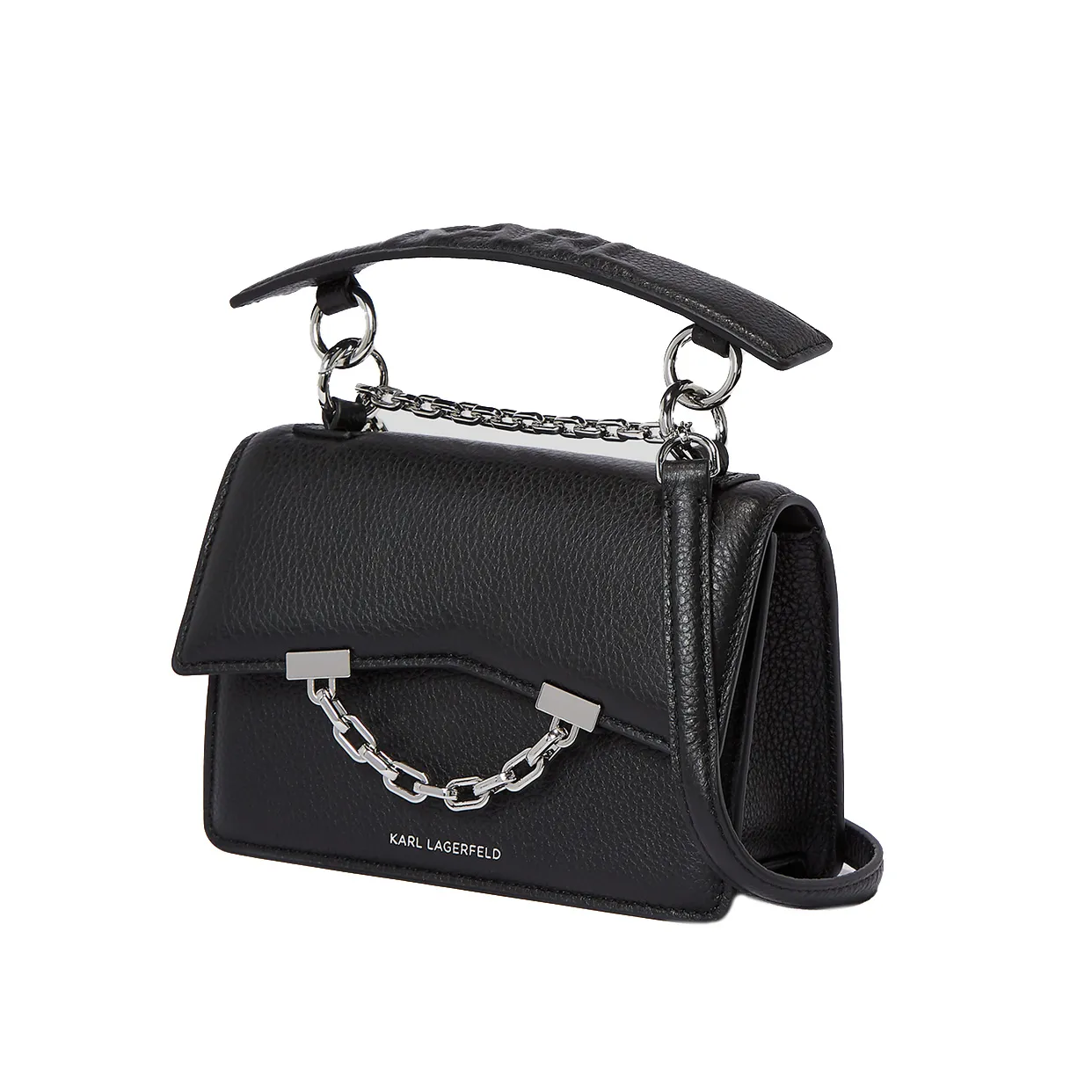 K/Seven Grain Leather Mini Shoulder Bag -Black