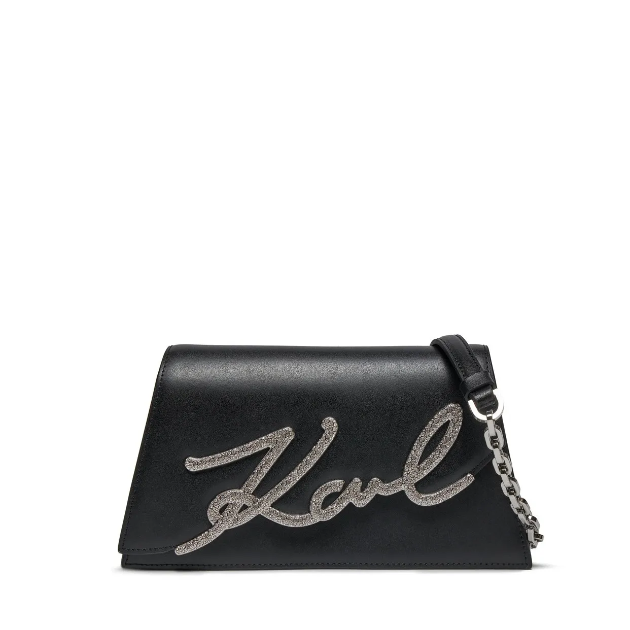 K/Signature Crystal Shoulder Bag -Black