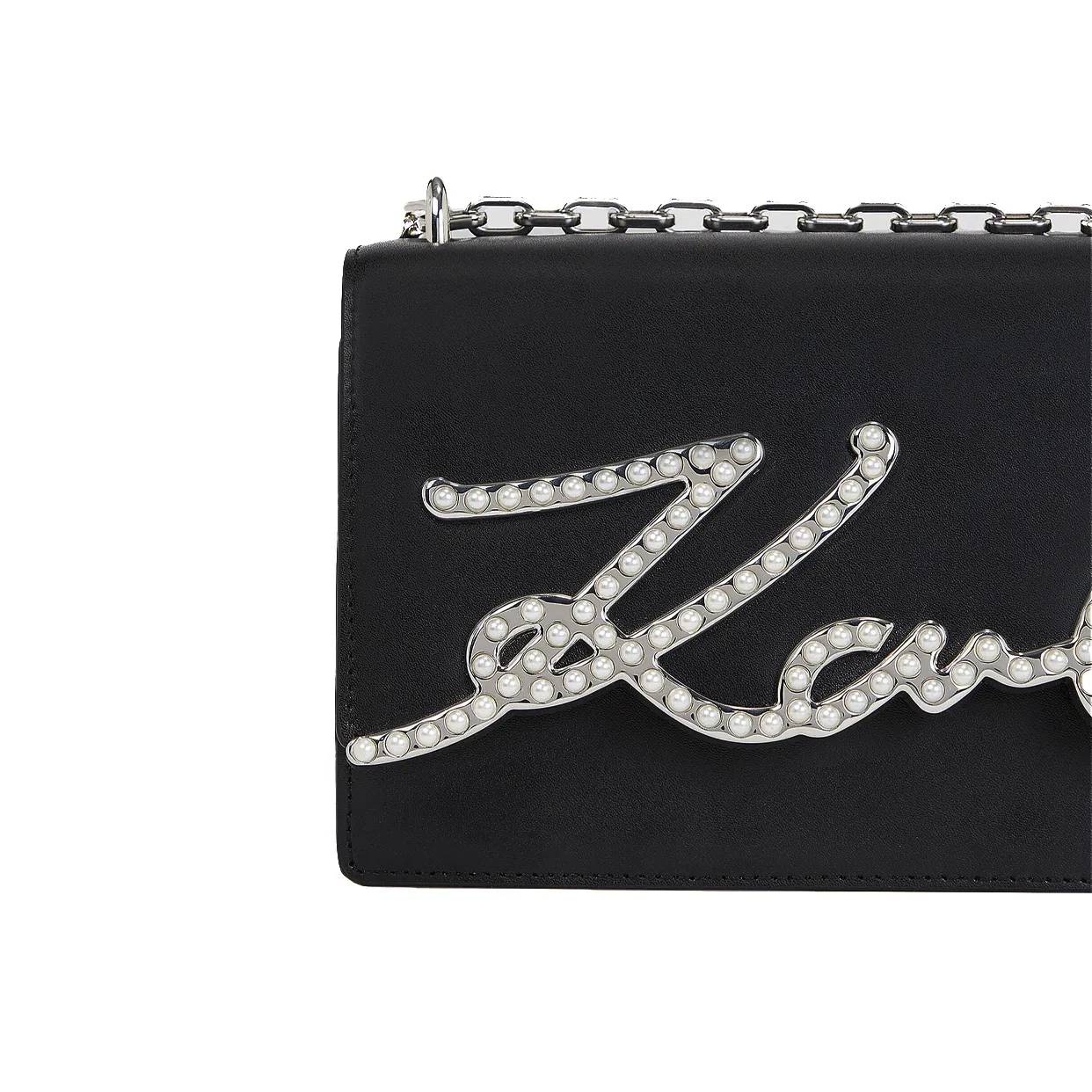 K/Signature Pearls Small Shoulder Bag -Black