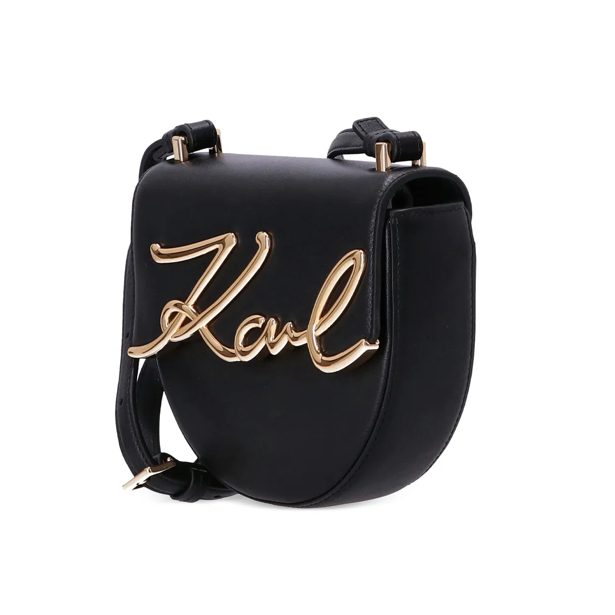 K/Signature Small Saddle Bag -Gold/Black