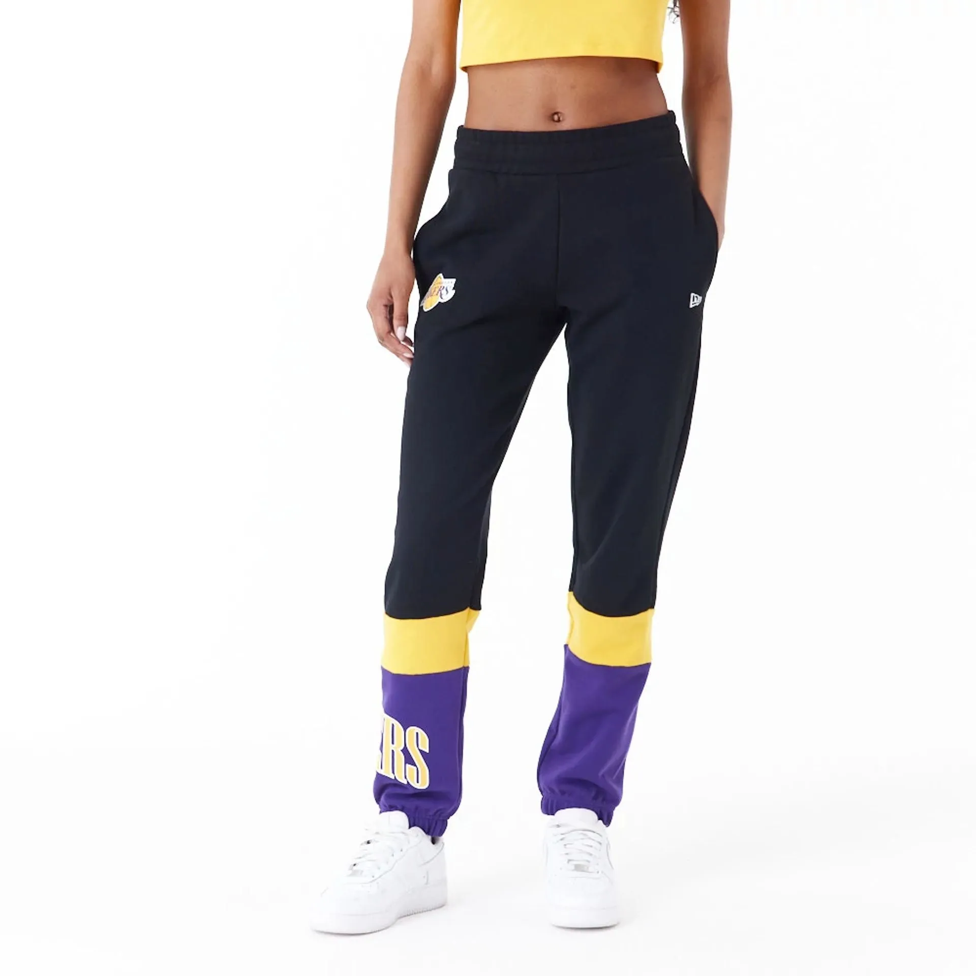 LA Lakers Womens NBA Colour Block Black Joggers