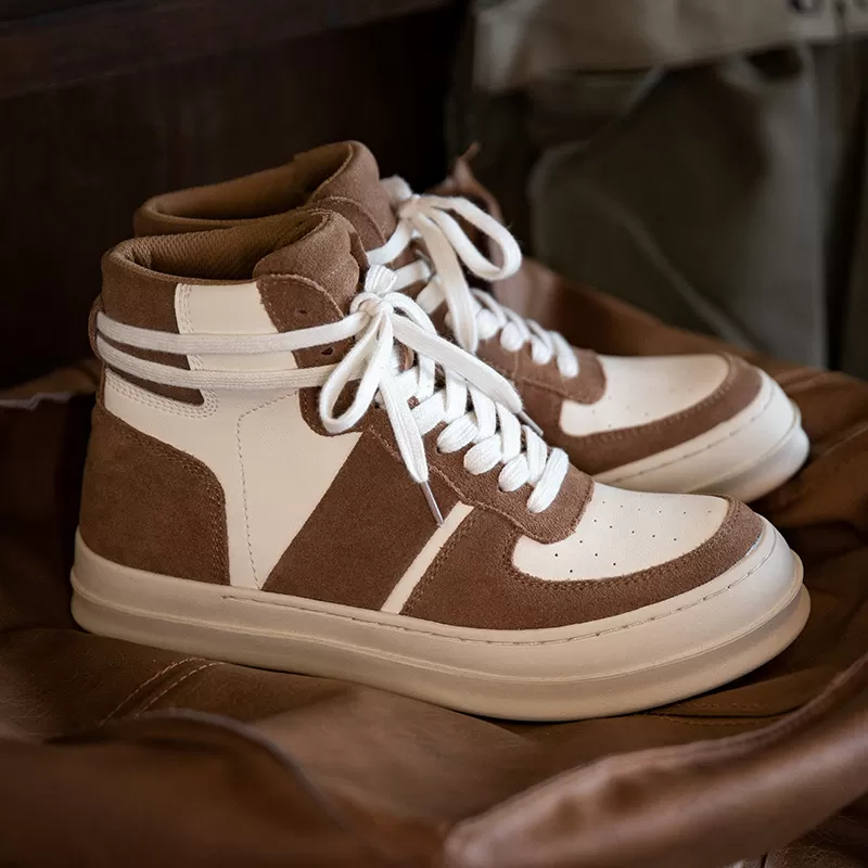 Lace-up High Top Casual Shoes Brown 