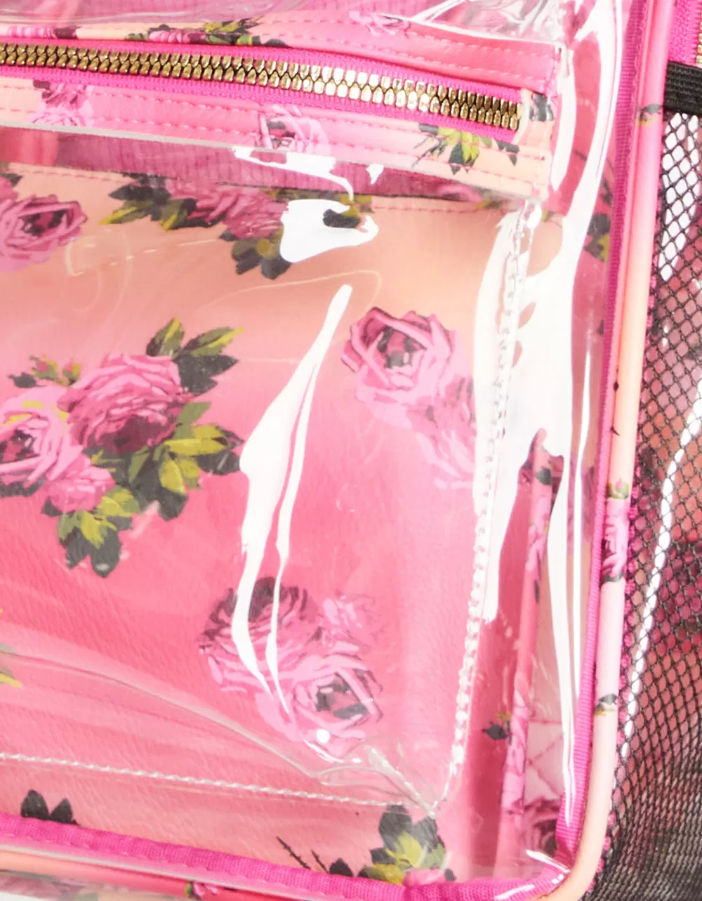 LARGE CLEAR BACKPACK FLORAL PRINT