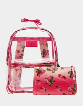 LARGE CLEAR BACKPACK FLORAL PRINT