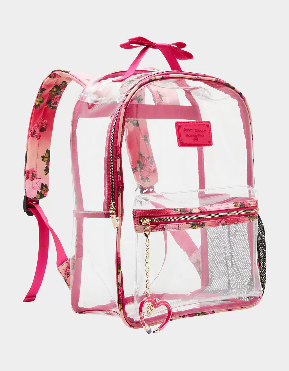 LARGE CLEAR BACKPACK FLORAL PRINT