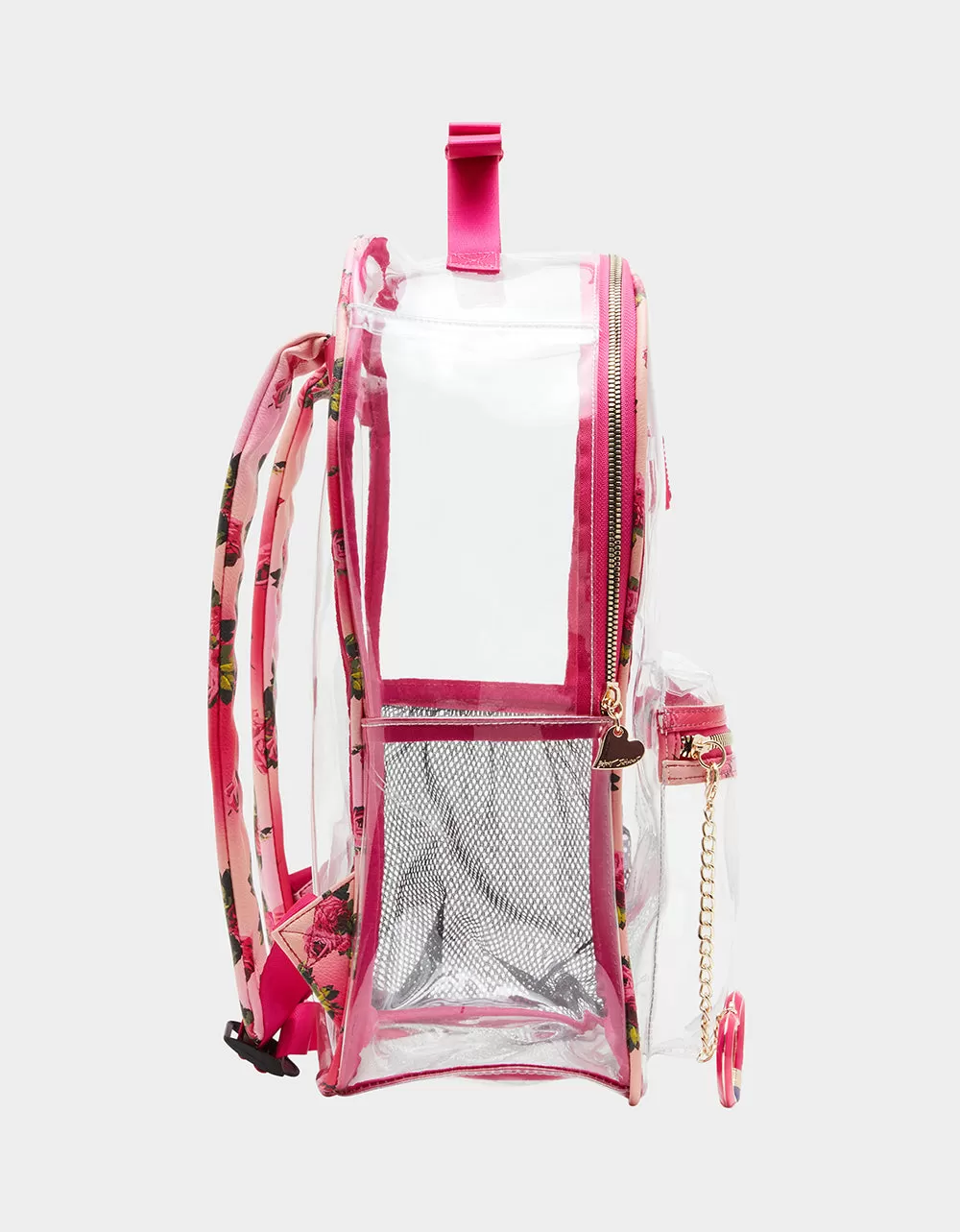 LARGE CLEAR BACKPACK FLORAL PRINT