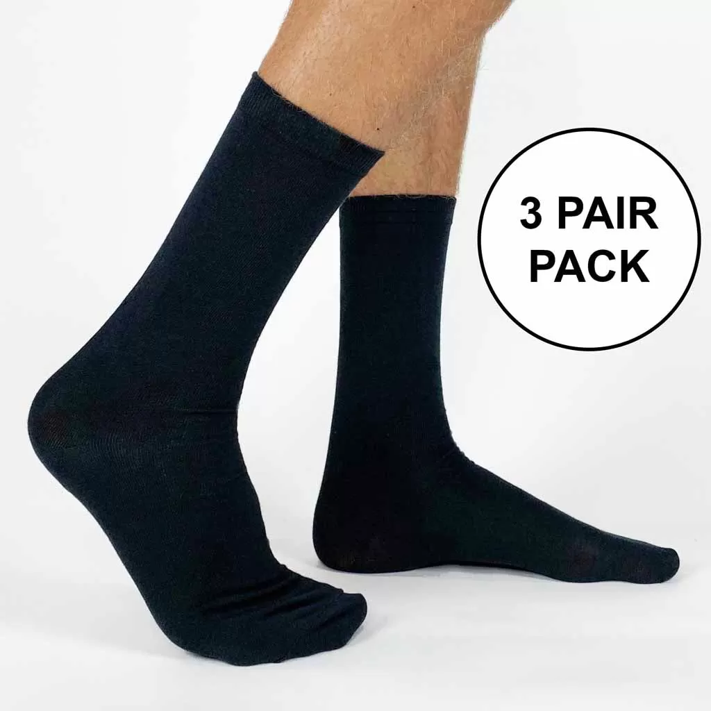 Large Flat Knit Cotton Dress Socks for Men - 3 Pack