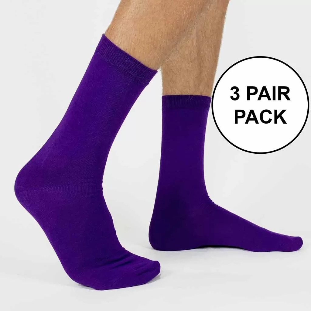 Large Flat Knit Cotton Dress Socks for Men - 3 Pack