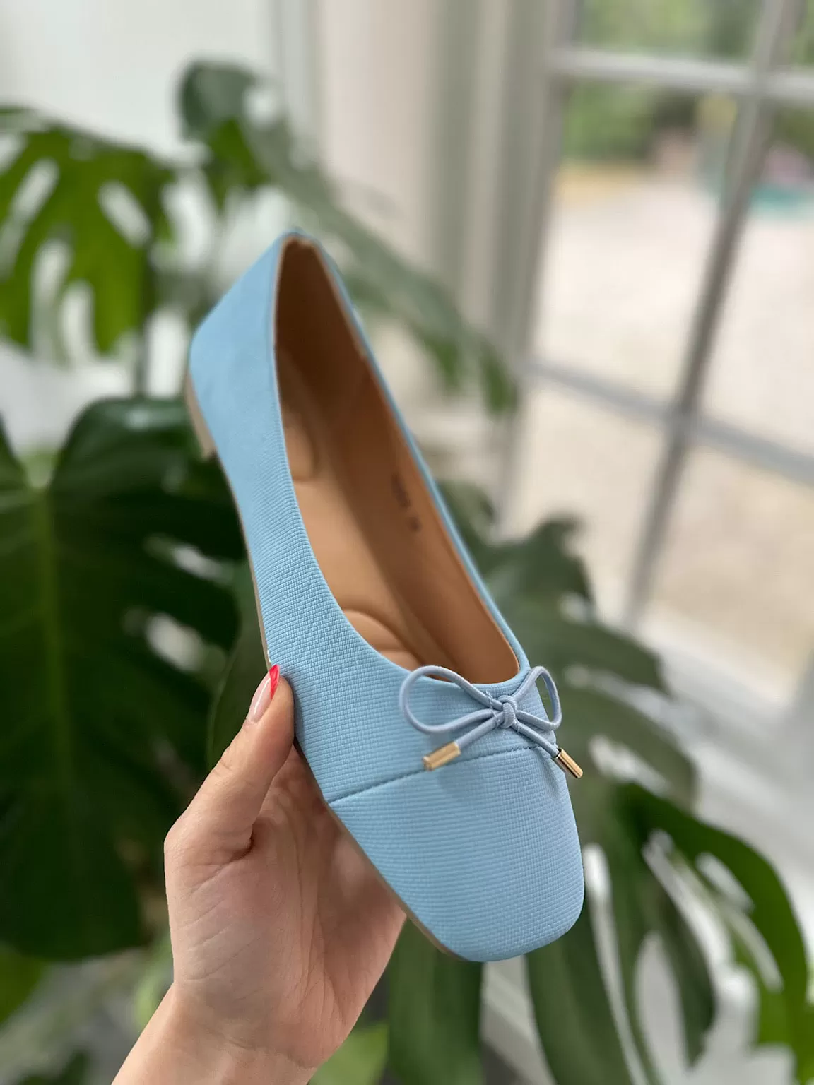 Light Blue Bow Front Ballet Pump