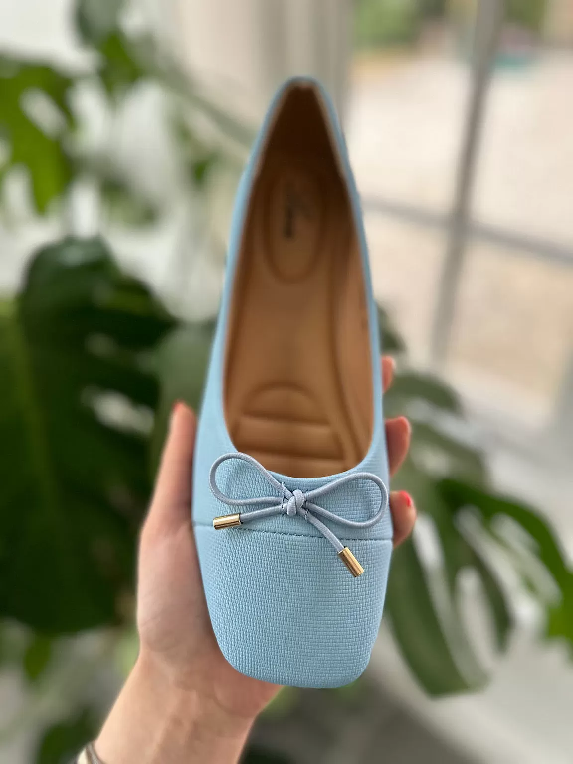 Light Blue Bow Front Ballet Pump